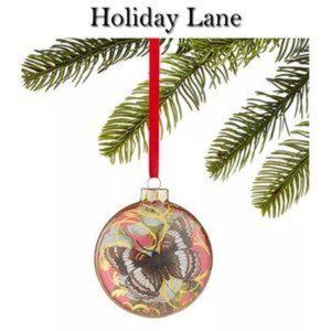 2 Glass Butterfly Christmas Ornaments NWT